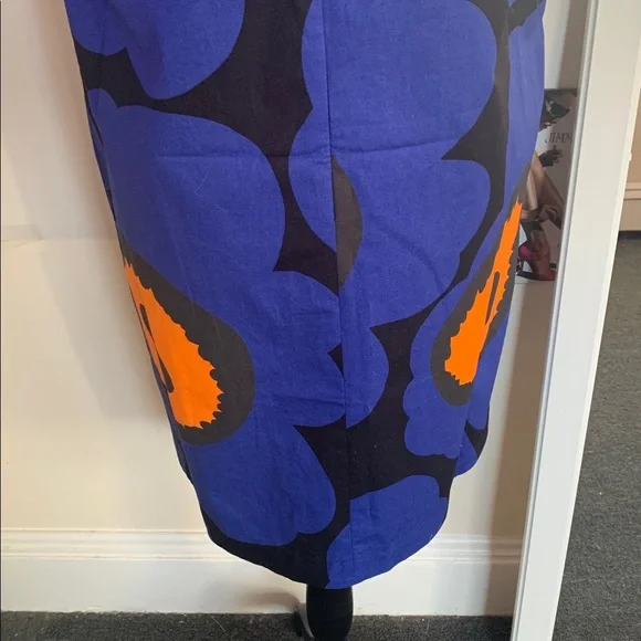 Marimekko Blue and Orange Floral Midi Dress - Picture 9 of 14